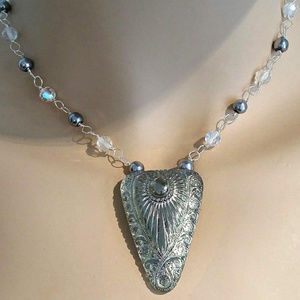 Vintage Czech Glass Egyptian Revival Pendant